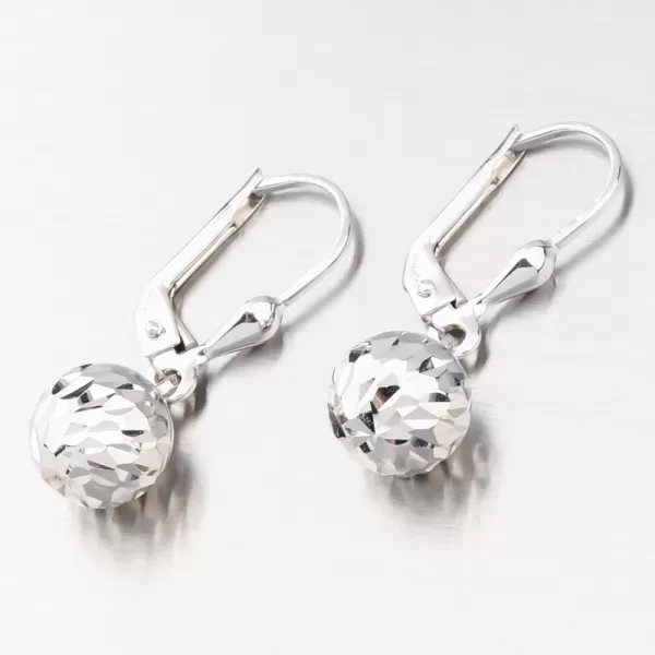 Visací náušnice kuličky z bílého zlata 585 GCA12-007