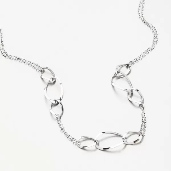 Náhrdelník z bílého zlata s kroužky 15R-037