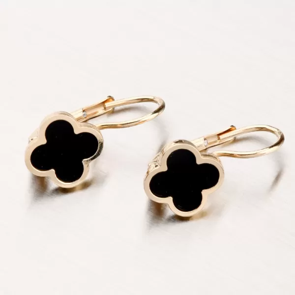 Dámské náušnice žluté zlato 585 se čtyřlístky 12R-765