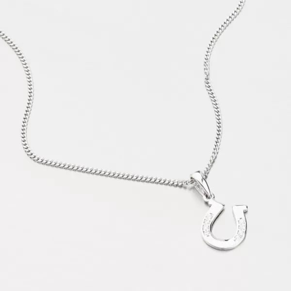 Přívěsek z bílého zlata podkova se zirkony GCA13-009