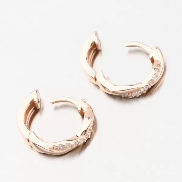 Náušnice kruhy z růžového zlata se zirkony DZF4104-CV-ZIR