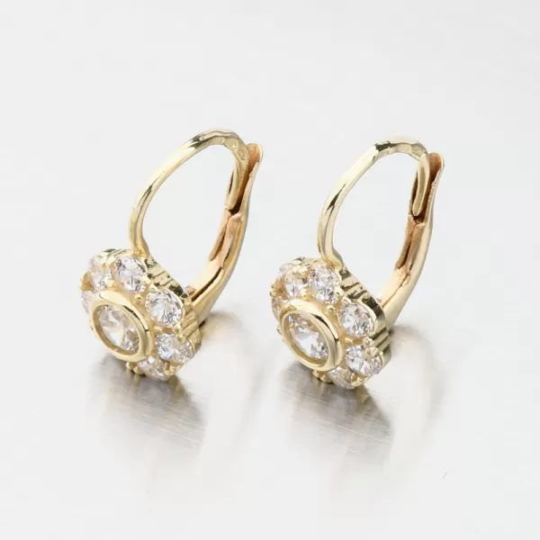 Zlaté náušnice kytičky se zirkony 663P-120388