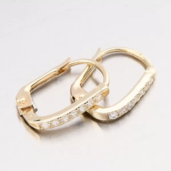 Zlaté hranaté náušnice se zirkony 12R-743