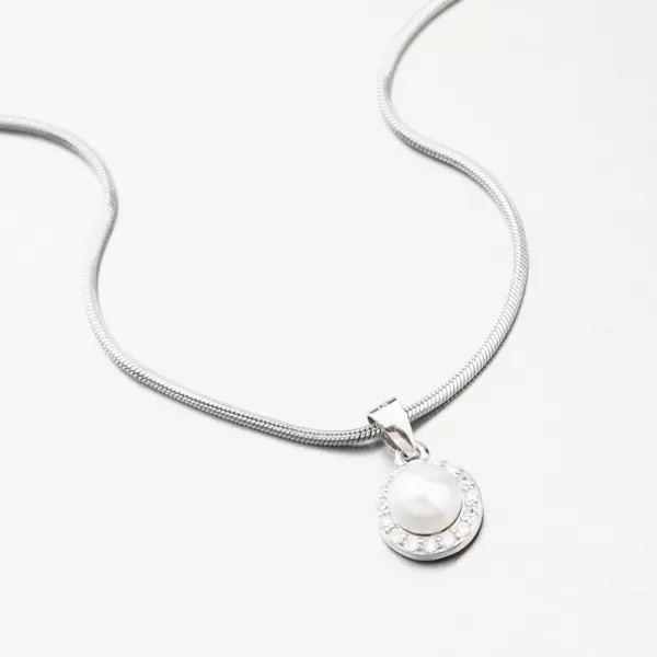 Stříbrný přívěsek s přírodní perlou a se zirkony SETST-13270