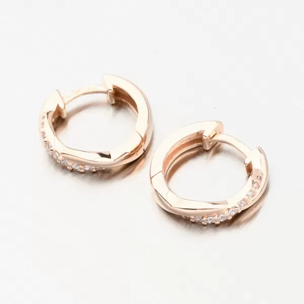 Náušnice kruhy z růžového zlata se zirkony DZF4104-CV-ZIR