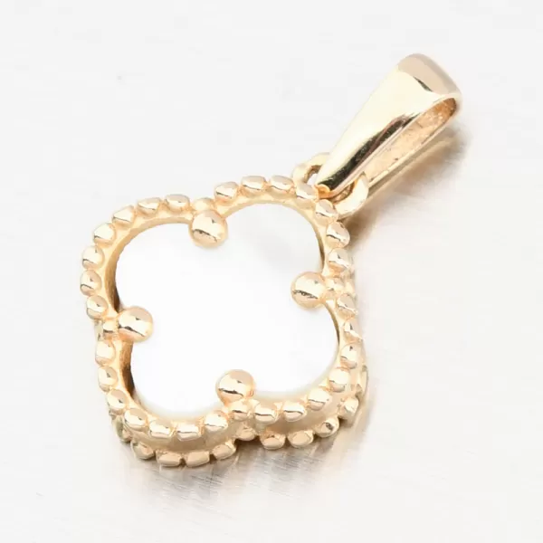 Zlatý přívěsek čtyřlístek s perletí 13R-425