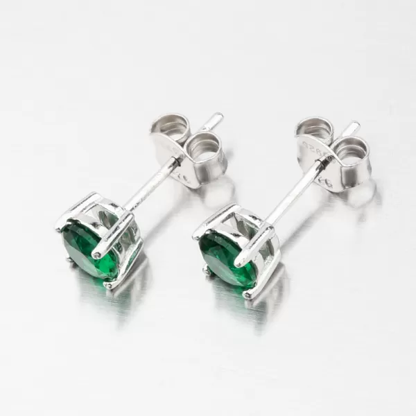 Stříbrné náušnice pecky se zeleným zirkonem UPST-121680