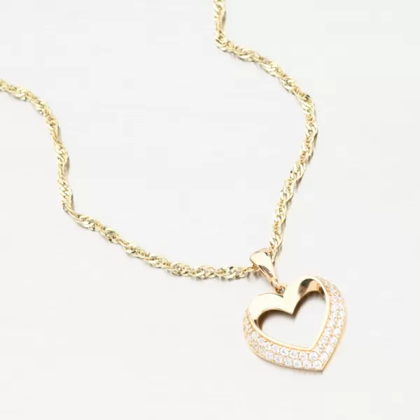 Zlatý přívěsek srdce se zirkony 13R-419