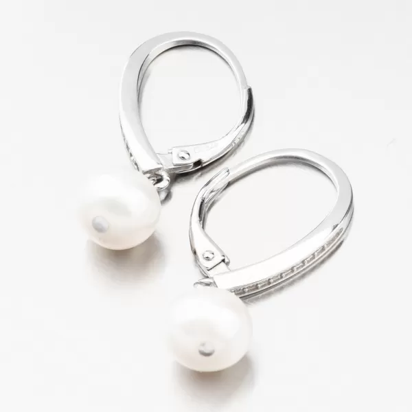 Náušnice stříbro 925 s perlou a se zirkony UCST-12862