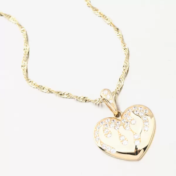 Velké zlaté srdce se zirkony DZ2403-ZIR