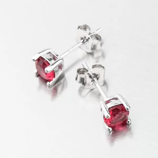 Stříbrné náušnice pecky s červeným zirkonem UPST-121679
