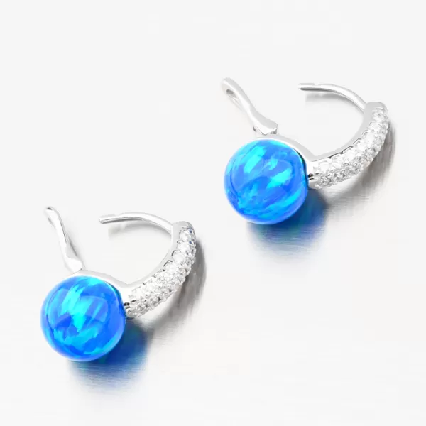 Stříbrné náušnice s růžovým opálem a se zirkony PKL-2166