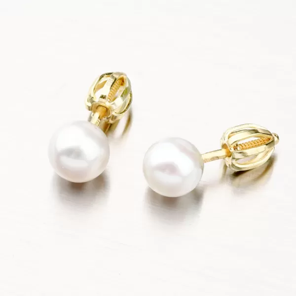 Zlaté náušnice pecky s perlou 52GZ-3006Z-SR