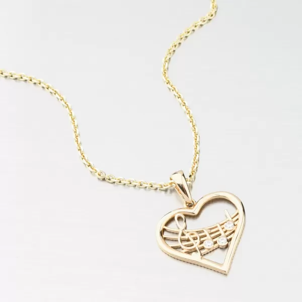 Přívěsek srdce a noty zlato 585 GCA13-015