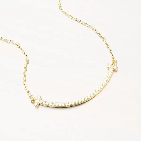 Stříbrný pozlacený náhrdelník se zirkony PKL-5017