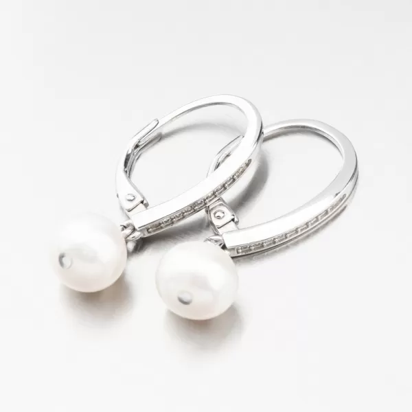 Náušnice stříbro 925 s perlou a se zirkony UCST-12862