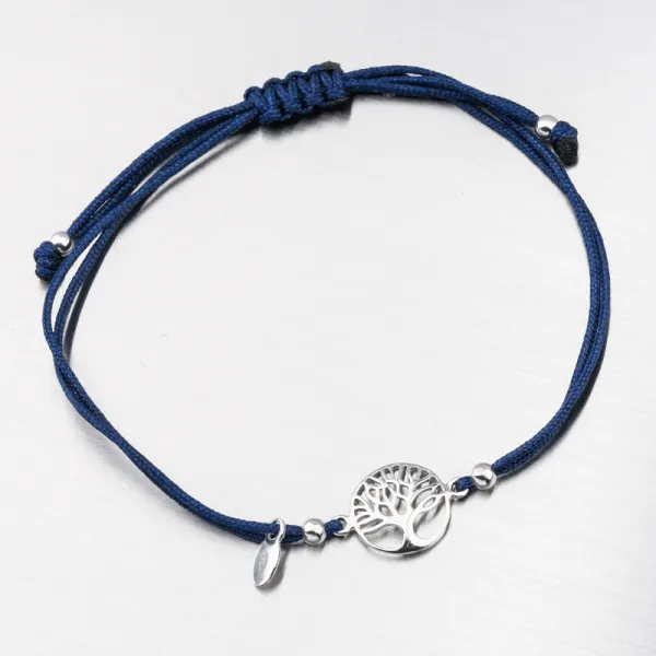 Náramek stříbro 925 provázkový strom života BST-14374-Blue