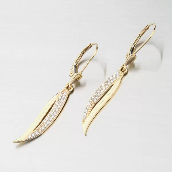 Zlaté visací náušnice se zirkony 52GZ-8046-ZL-ZIR