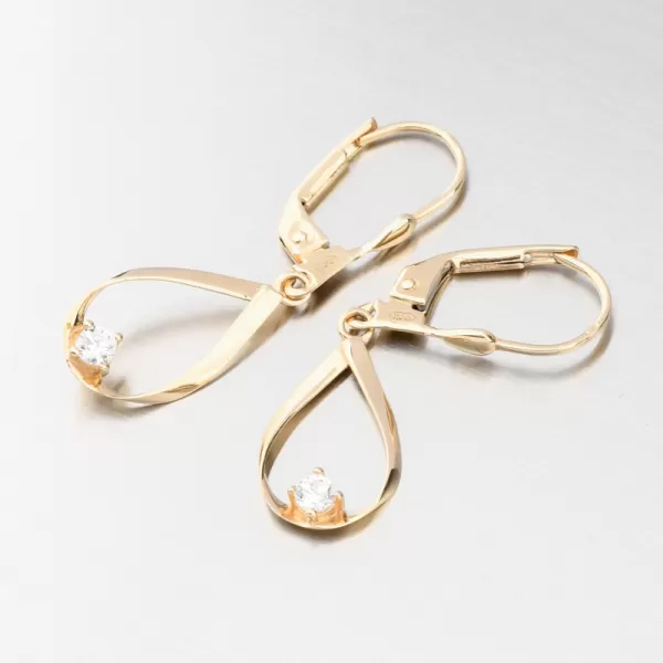 Zlaté visací náušnice se zirkonem 12R-731