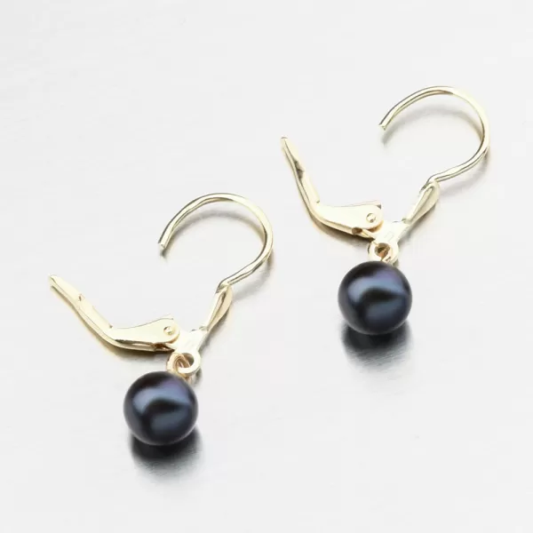 Zlaté náušnice s černou perlou 52GZ-3016-ZL-KL-Black