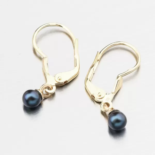 Zlaté náušnice s černou perlou 52GZ-3014-ZL-KL-Black