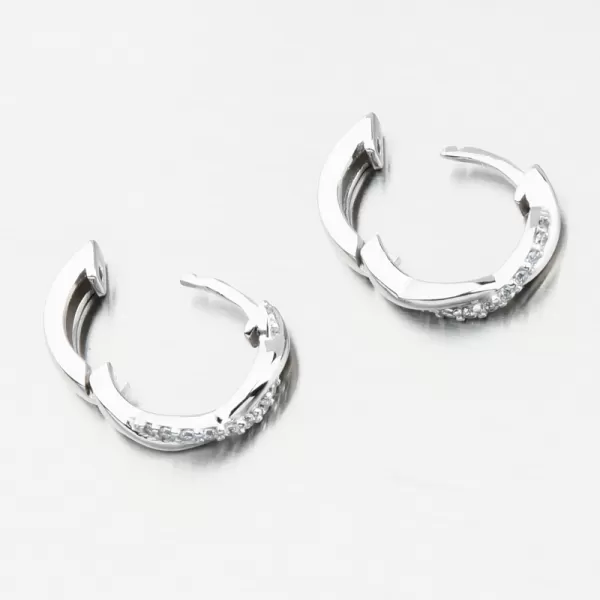 Náušnice bílé zlato kruhy se zirkony DZF4104-B-ZIR