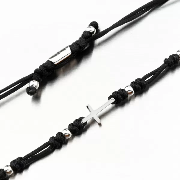 Náramek z černého provázku s křížkem GZF5191-B