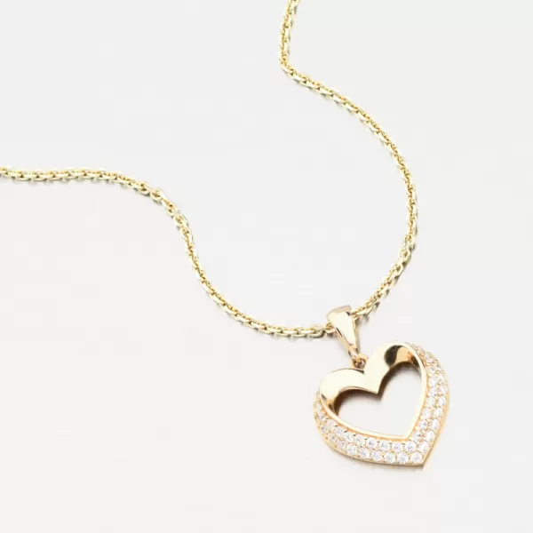Zlatý přívěsek srdce se zirkony 13R-419