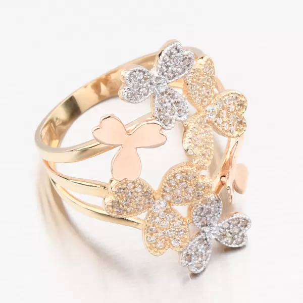 Zlatý prsten s kytičkami 221P-112110