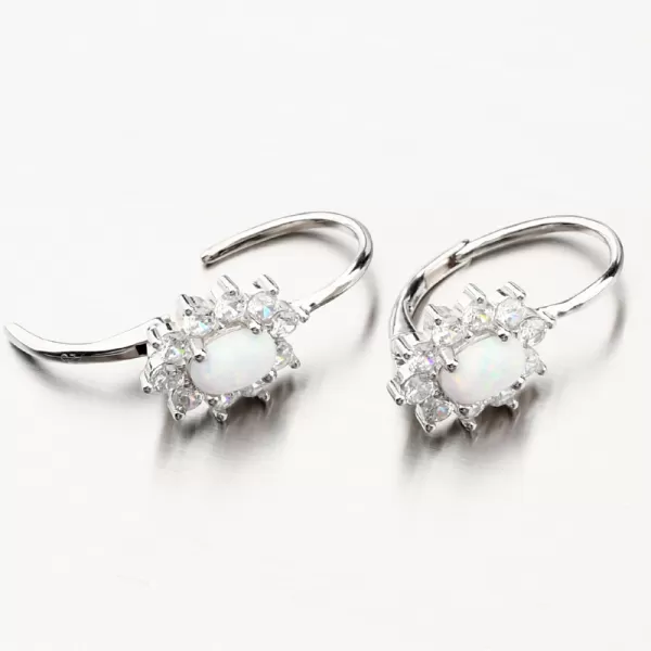 Stříbrné náušnice s bílým opálem a se zirkony PKL-2157