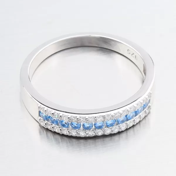 Stříbrný prsten s akvamaríny a se zirkony PKL-1067