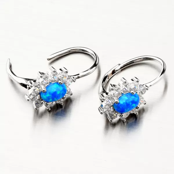Stříbrné náušnice s modrým opálem a se zirkony PKL-2148