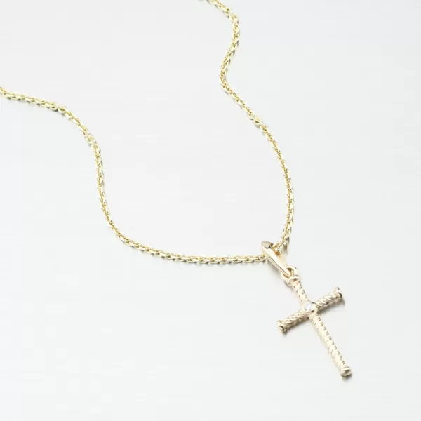 Zlatý přívěsek kříž DZF4197-ZL-ZIR