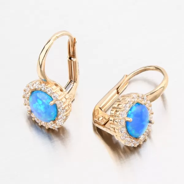 Zlaté náušnice s opálem a se zirkony 12R-745