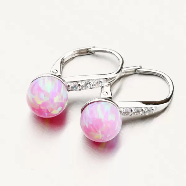 Stříbrné náušnice s růžovým opálem UCST-121746-8L
