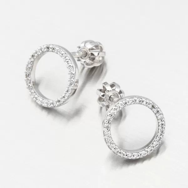 Náušnice pecky z bílého zlata se zirkony DZF4331-B-ZIR