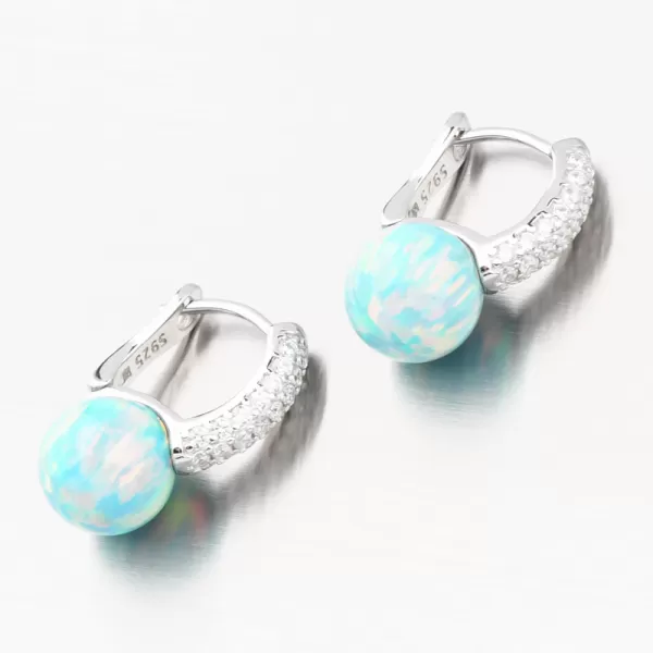 Stříbrné náušnice se zeleným opálem a se zirkony PKL-2168
