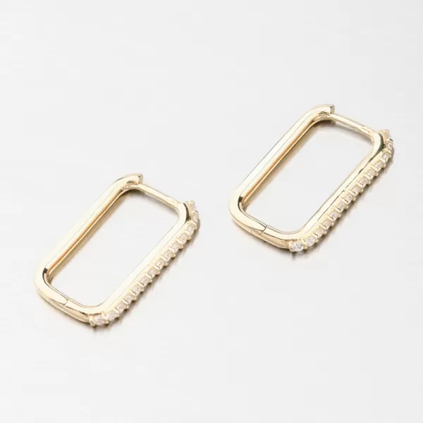 Zlaté hranaté náušnice se zirkony 12R-735