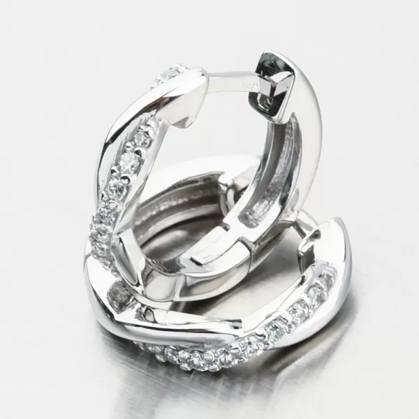 Náušnice bílé zlato kruhy se zirkony DZF4104-B-ZIR