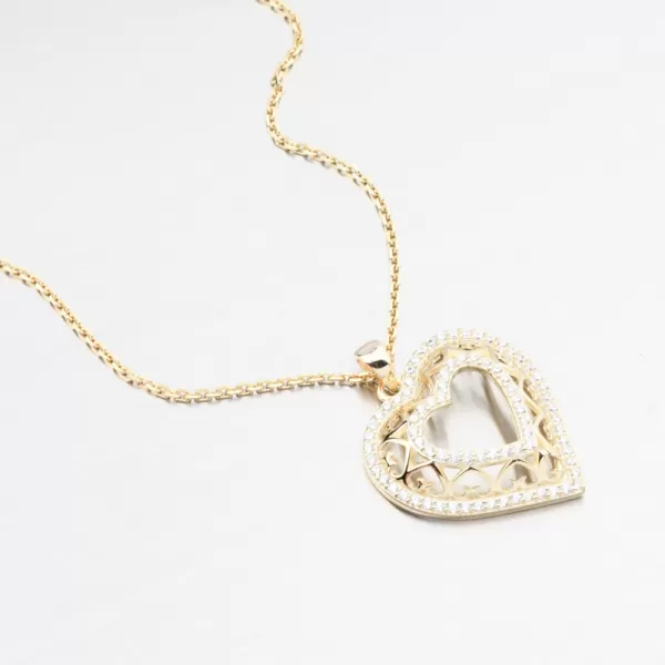 Zlacené stříbrné srdce se zirkony PKL-3168