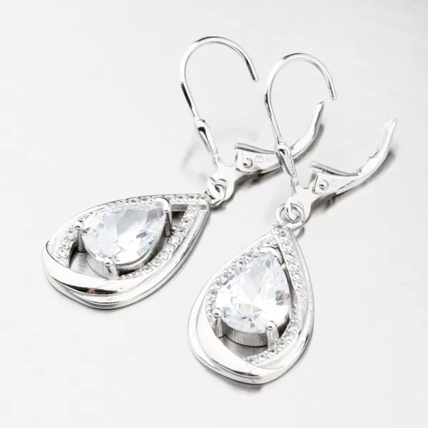 Visací stříbrné náušnice se zirkony UCST-123374