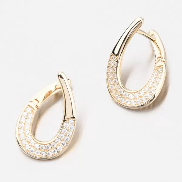 Dámské náušnice žluté zlato 585 se zirkony 163P-122670