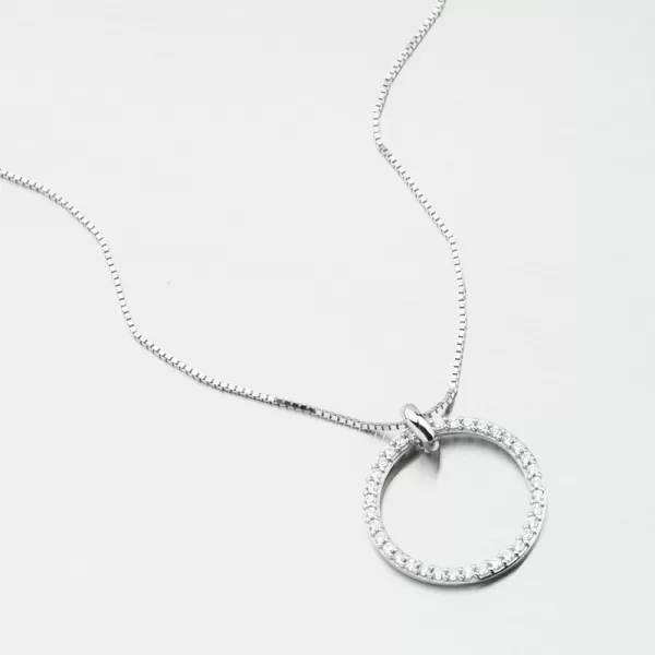 Přívěsek bílé zlato kruh DZF3775-B-ZIR