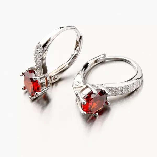 Stříbrné náušnice s rubínem a se zirkony PKL-2143