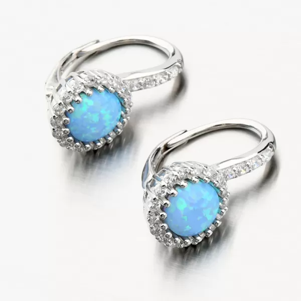 Stříbrné náušnice s modrým opálem a se zirkony PKL-2124