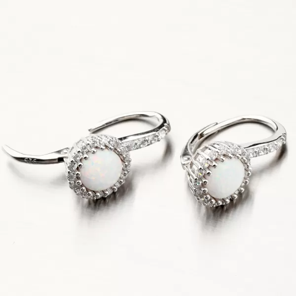 Stříbrné náušnice s bílým opálem a se zirkony PKL-2149