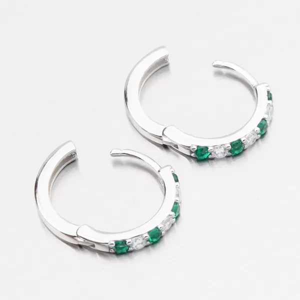 Stříbrné kruhy se zelenými zirkony PKL-2275