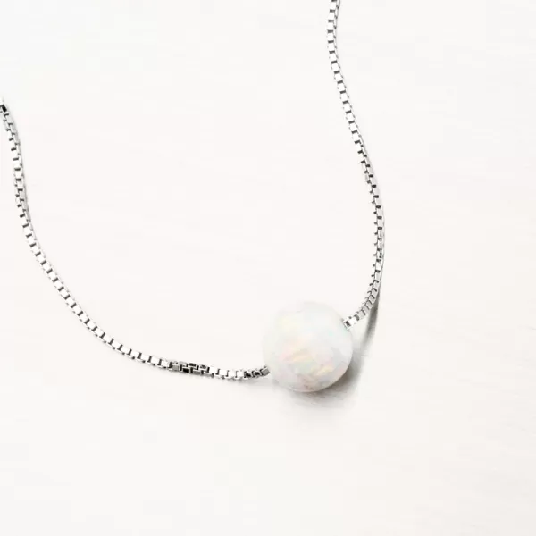 Stříbrný náhrdelník s bílým opálem PKL-5012