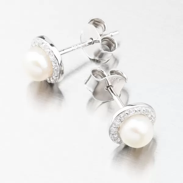 Stříbrné náušnice s přírodní perlou SETST-12270