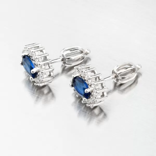 Stříbrné náušnice se safírem a se zirkony SETST-12160-01SR